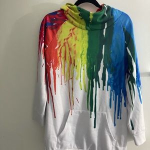 Rainbow color drip hooded sweatshirt